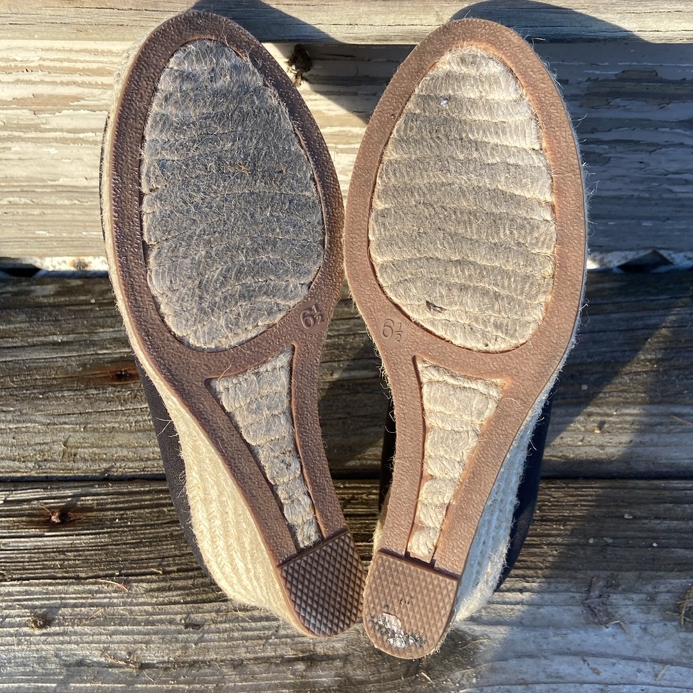 J. Crew Seville Espadrille Wedges in Black Canvas Women's Size 6.5 - Picture 6 of 11